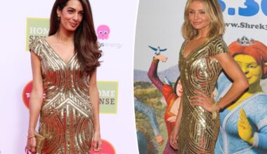 Amal Clooney sparkles in vintage Alexander McQueen gown Cameron Diaz wore in 2007