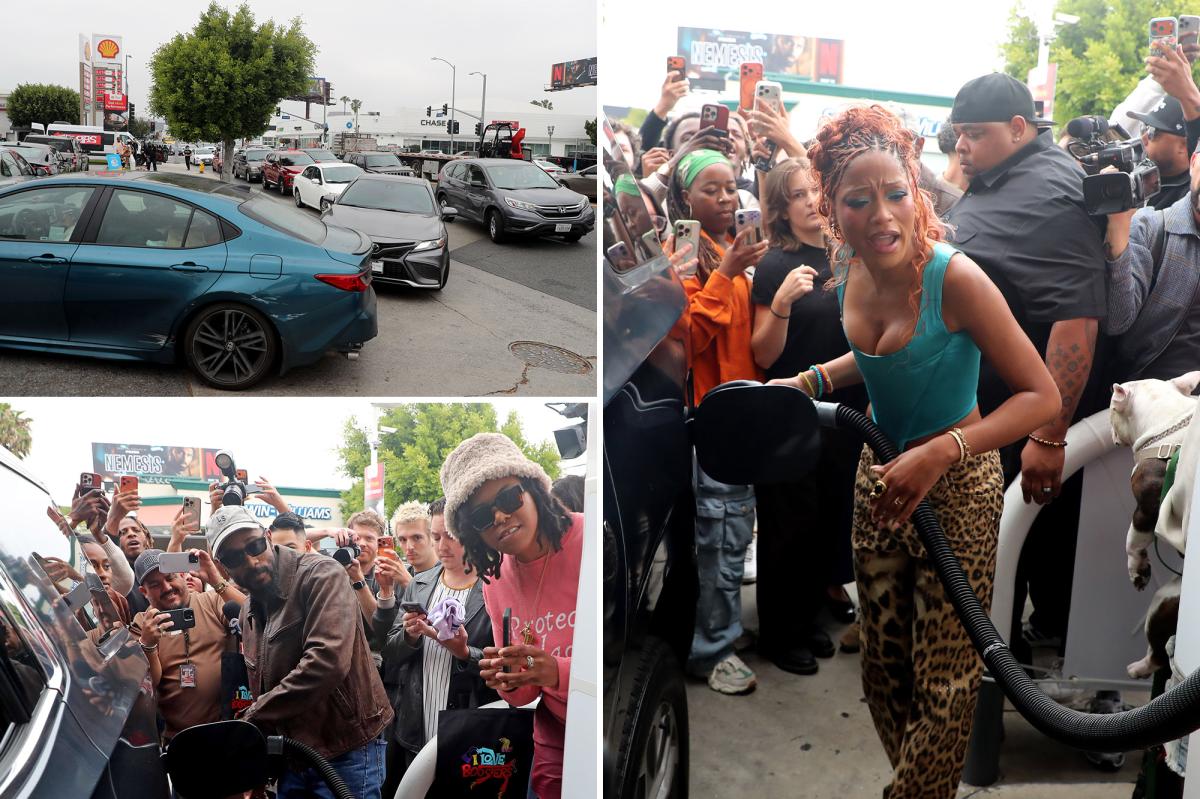Hollywood stars' free gas stunt sparks pandemonium at LA station