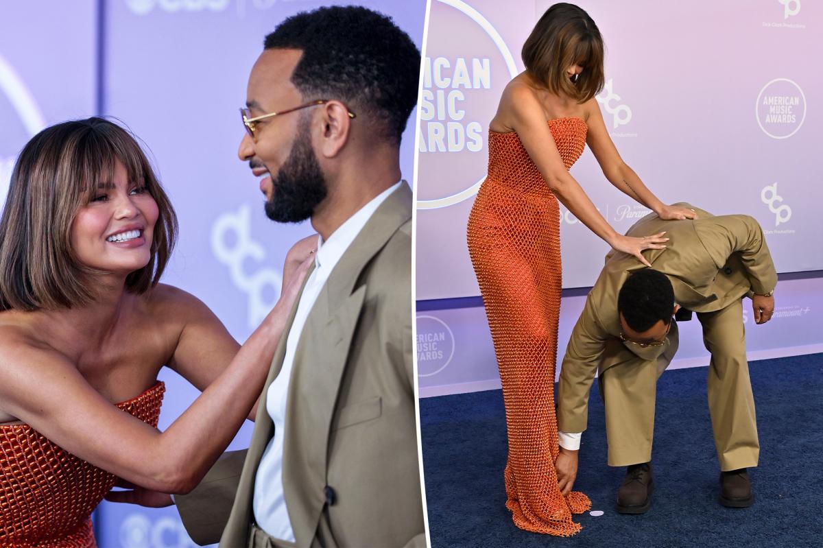 John Legend rescues wife Chrissy Teigen from wardrobe malfunction at 2026 AMAs