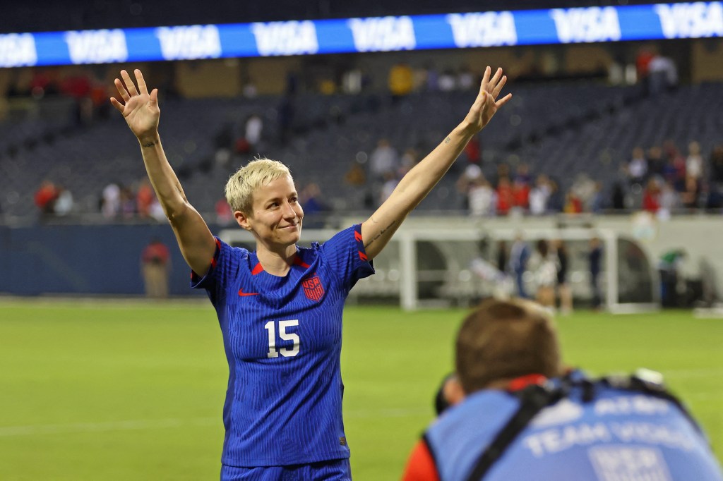 United States forward Megan Rapinoe acknowledges fans after her last national team appearance.