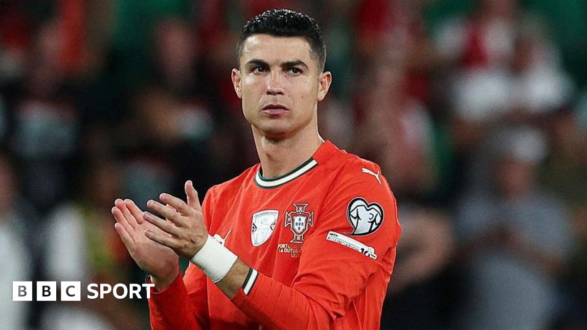 Cristiano Ronaldo applauds while playing for Portugal against Hungary in October 2025