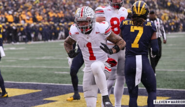 Brandon Inniss celebrating vs. Michigan in 2025
