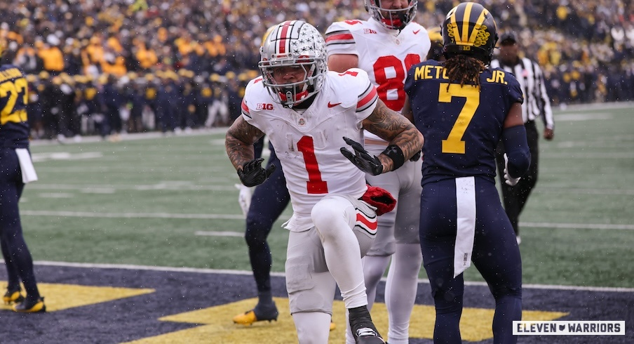 Brandon Inniss celebrating vs. Michigan in 2025