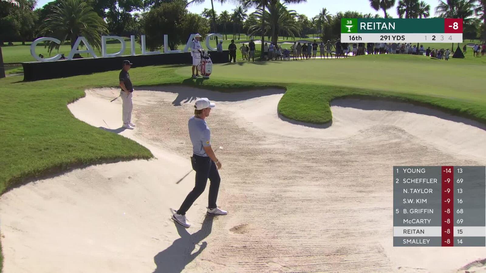 Kristoffer Reitan sinks 6-foot putt for birdie on No. 16 at Cadillac