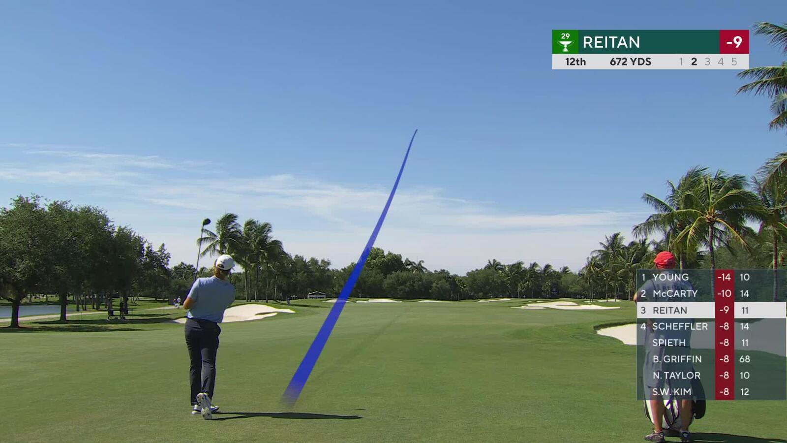 Kristoffer Reitan sinks 8-foot birdie putt on No. 12 at Cadillac