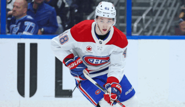 Montreal Canadiens defenseman Lane Hutson (48).