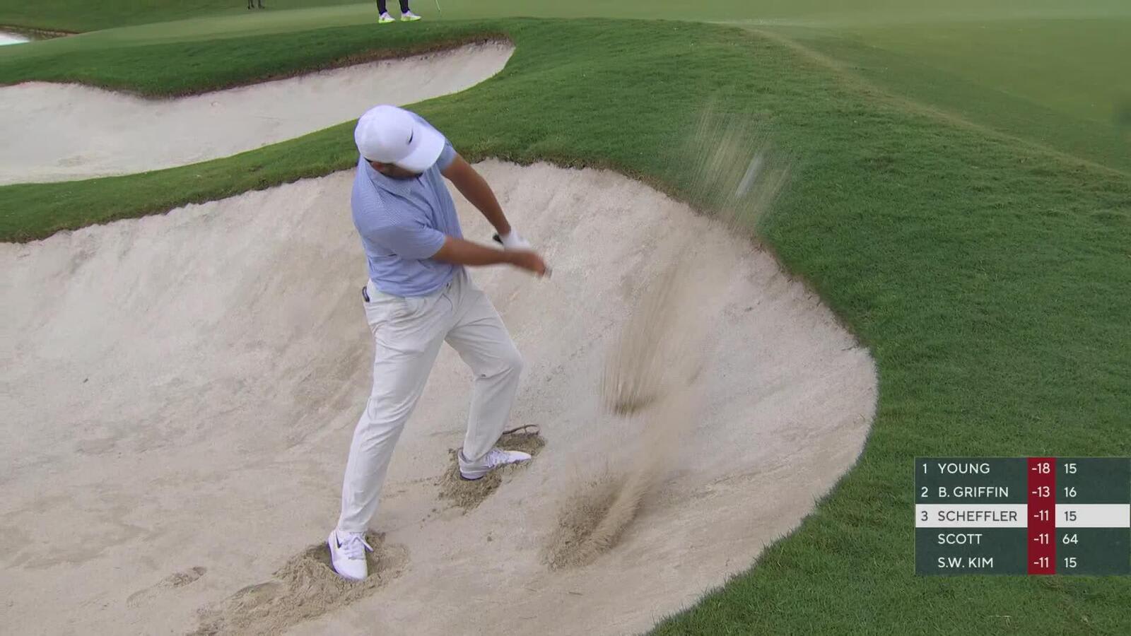 Scottie Scheffler gets up-and-down from 61 feet for birdie on No. 16 at Cadillac