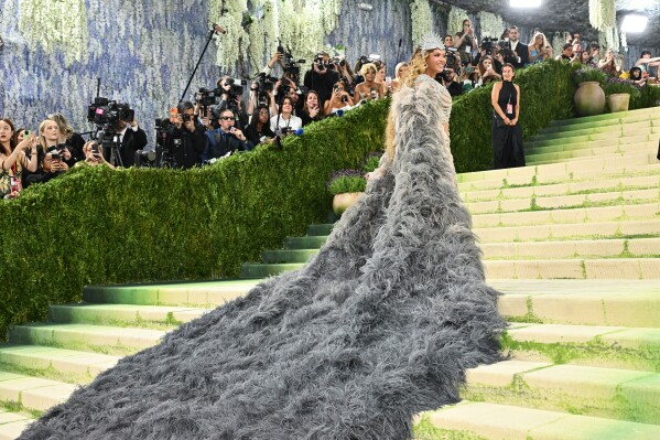 Beyoncé arrives at The Metropolitan Museum of Art's Costume Institute benefit gala celebrating the opening of the "Costume Art" exhibition on Monday, May 4, 2026, in New York. (Photo by Evan Agostini/Invision/AP)