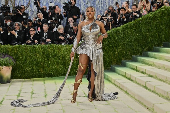 Serena Williams arrives at The Metropolitan Museum of Art's Costume Institute benefit gala celebrating the opening of the "Costume Art" exhibition on Monday, May 4, 2026, in New York. (Photo by Evan Agostini/Invision/AP)