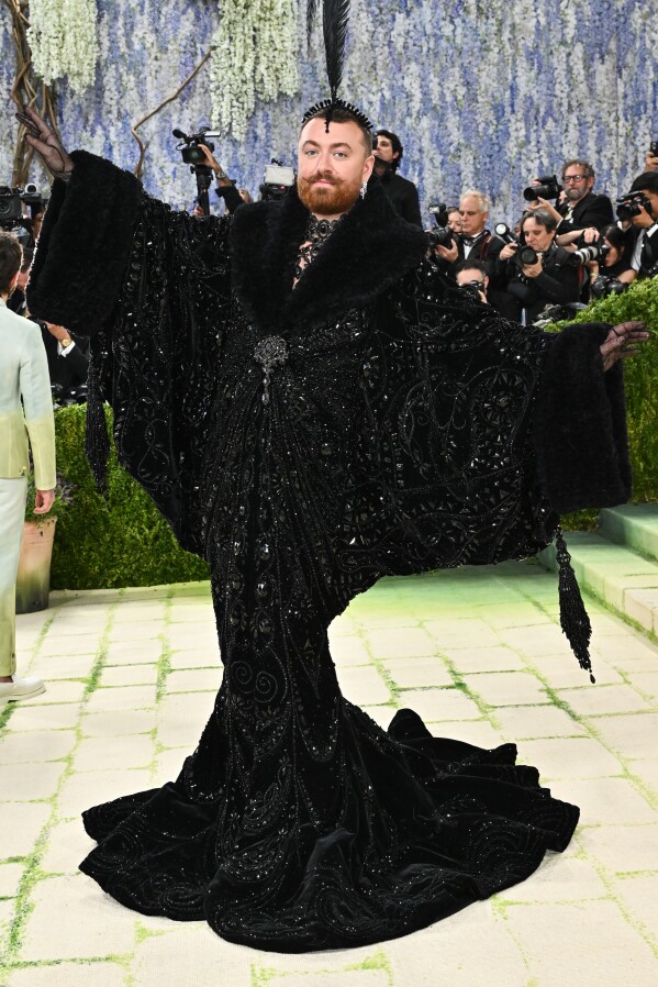 Sam Smith arrives at The Metropolitan Museum of Art's Costume Institute benefit gala celebrating the opening of the "Costume Art" exhibition on Monday, May 4, 2026, in New York. (Photo by Evan Agostini/Invision/AP)