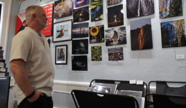 Photographer Jeff Bohnert discusses his work that was on display at Alton's Elysian Gallery during the ArtEast event on Saturday, Nov. 22, 2025. 