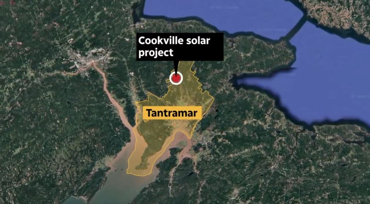 A map of southeast NB showing municipality of Tantramar and Cookville in the north east.