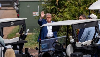 Trump watches LIV Golf tournament at his own course in Sterling, Virginia