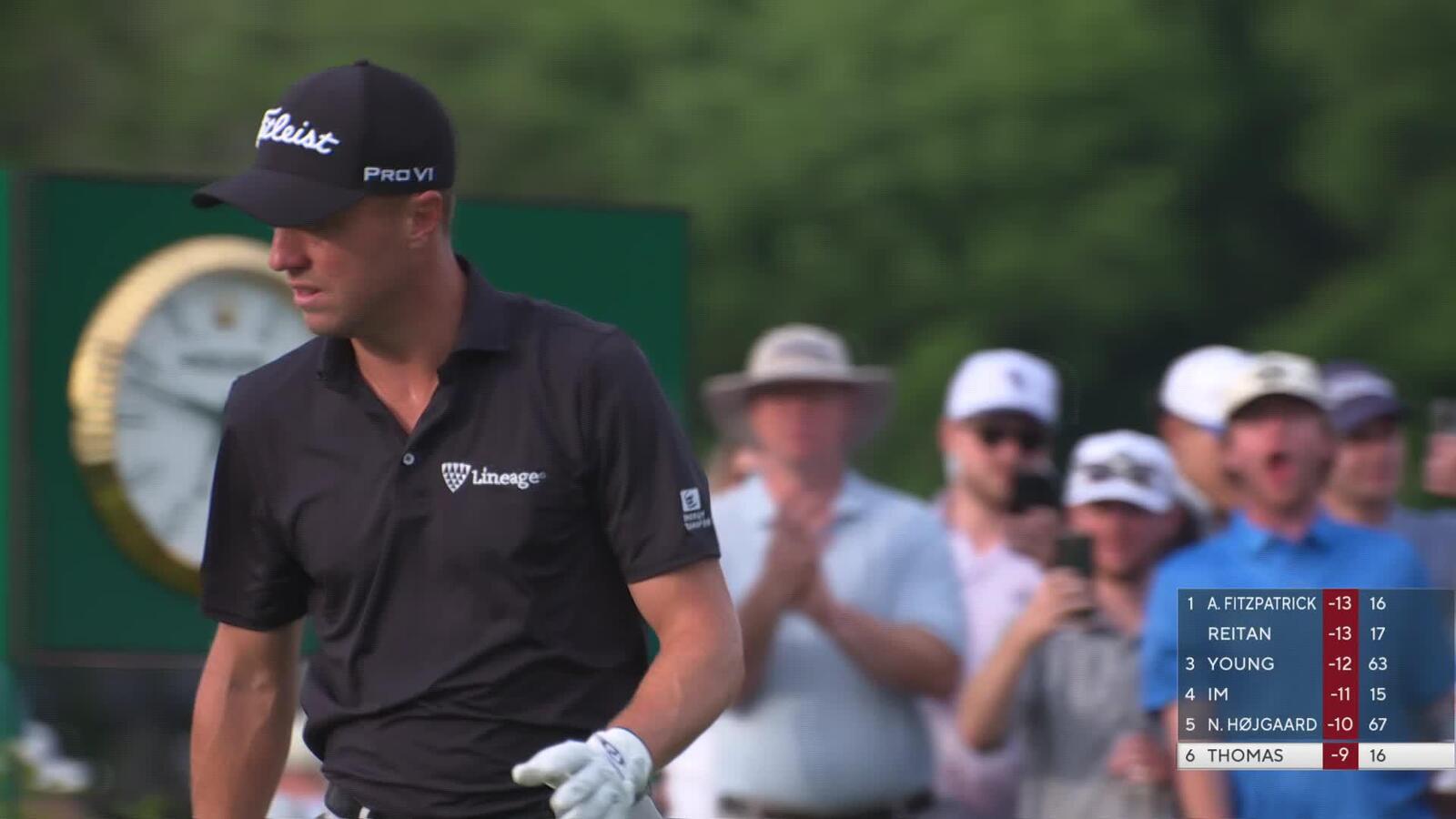 Justin Thomas hits tee shot to 11 feet, sets up birdie on No. 17 at Truist Championship