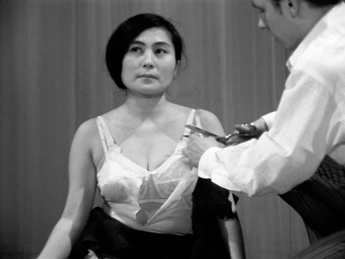 A woman performs.
