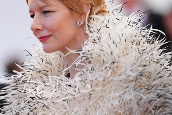 Sandra Hüller poses for photographers upon arrival at the premiere of the film 'Fatherland' at the 79th international film festival, Cannes, southern France, Thursday, May 14, 2026. (Photo by Scott A Garfitt/Invision/AP)