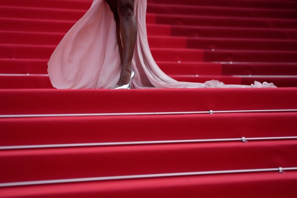 Aja Naomi King poses for photographers upon arrival at the premiere of the film 'Fatherland' at the 79th international film festival, Cannes, southern France, Thursday, May 14, 2026. (AP Photo/John Locher)