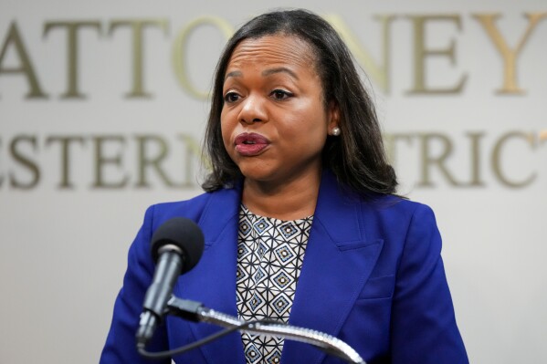 Assistant Attorney General Kristen Clarke of the Justice Department's Civil Rights Division speaks during a news conference Thursday, Dec. 5, 2024, in Memphis, Tenn. (AP Photo/George Walker IV, File)