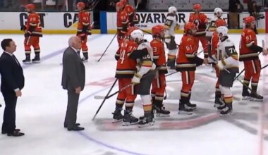 John Carlson and Nic Dowd share former-Capitals hug in handshake line after Golden Knights eliminate Ducks from playoffs
