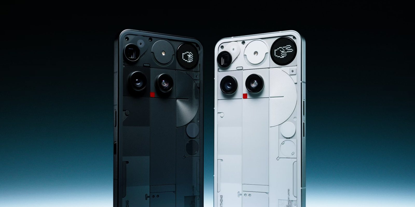 A pair of cell phones with cameras