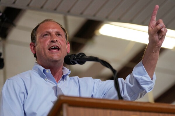 Rep. Andy Barr, R-Ky., speaks at the annual Fancy Farm picnic Aug. 2, 2025, in Fancy Farm, Ky. (AP Photo/Mark Humphrey, File)