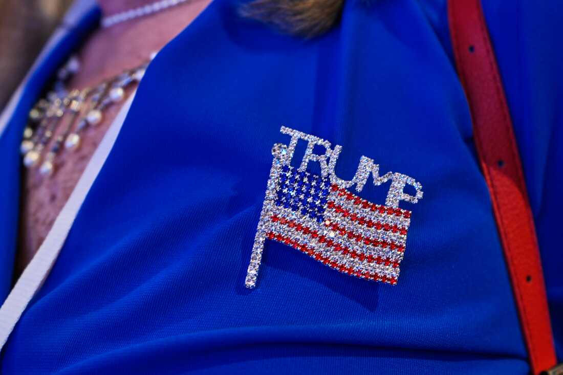 An attendee wears party colors at a primary election night party for Georgia gubernatorial candidate Rick Jackson on Tuesday in Atlanta.