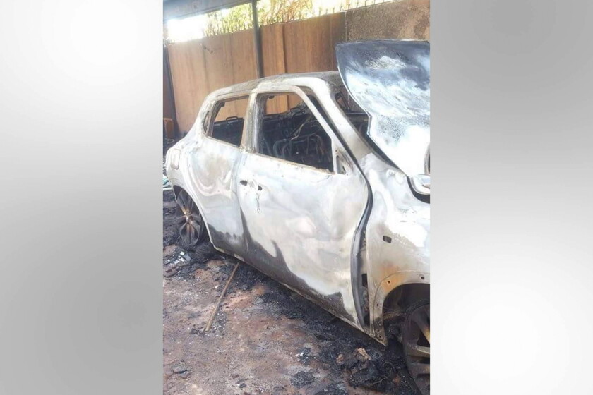 Jean Yameogo's burned car