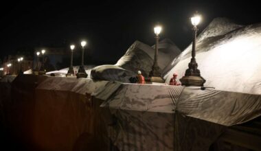 Artist JR, the 'French Banksy' creates a 'cave' installation over Paris' oldest bridge
