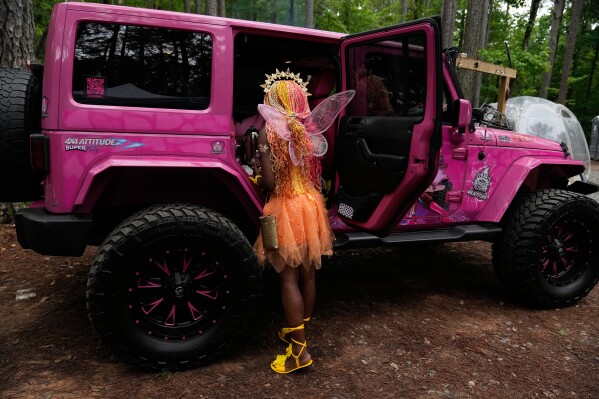 A fae fest participant is seen during the ATL Black Fae Fest on Saturday, May 9, 2026, in Warm Springs, Ga. (AP Photo/Brynn Anderson)