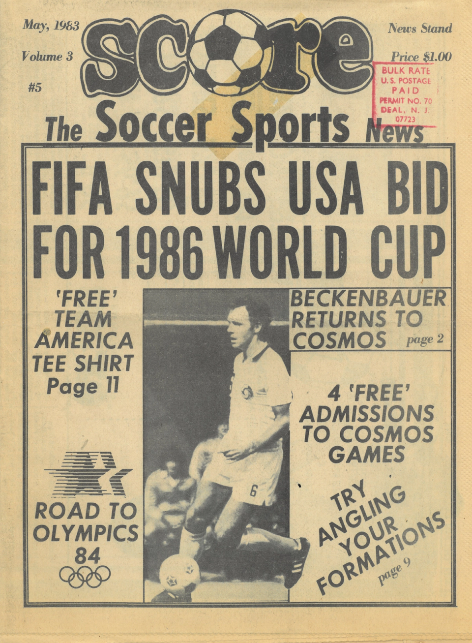 1986 USA World Cup Bid Rejection Newspaper