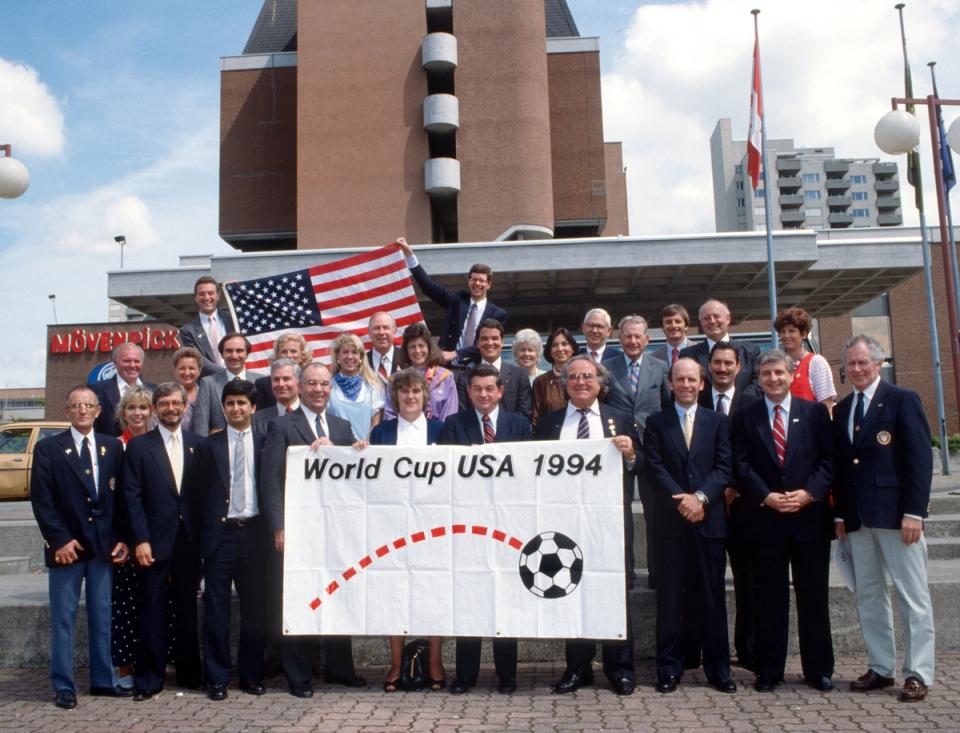 USA delegation celebrates winning 1994 World Cup bid