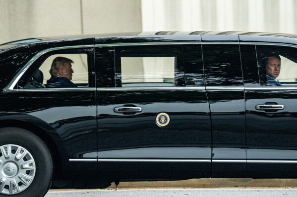 President Donald Trump departs Walter Reed National Military Medical Center, Tuesday, May 26, 2026, in Bethesda, Md. (AP Photo/Alex Brandon)