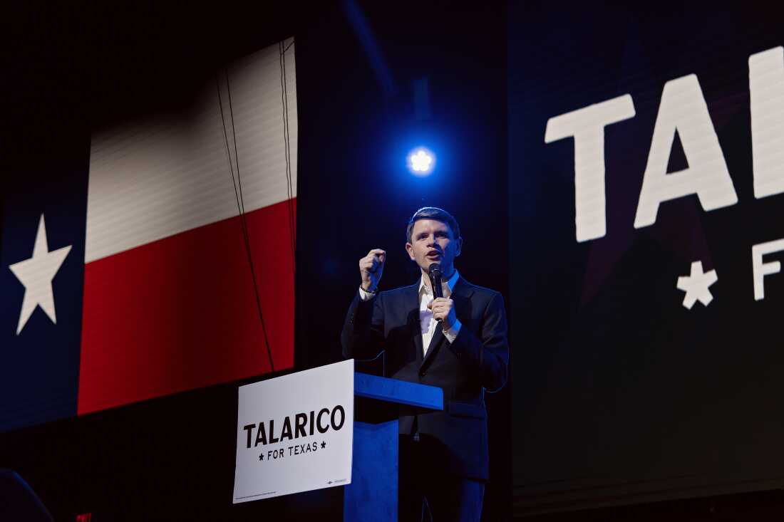 Texas Democratic Senate candidate James Talarico speaks at a campaign rally on March 2 in Houston, Texas.