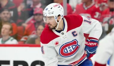 Montreal Canadiens center Nick Suzuki (14) skates against the Carolina Hurricanes during the third period.