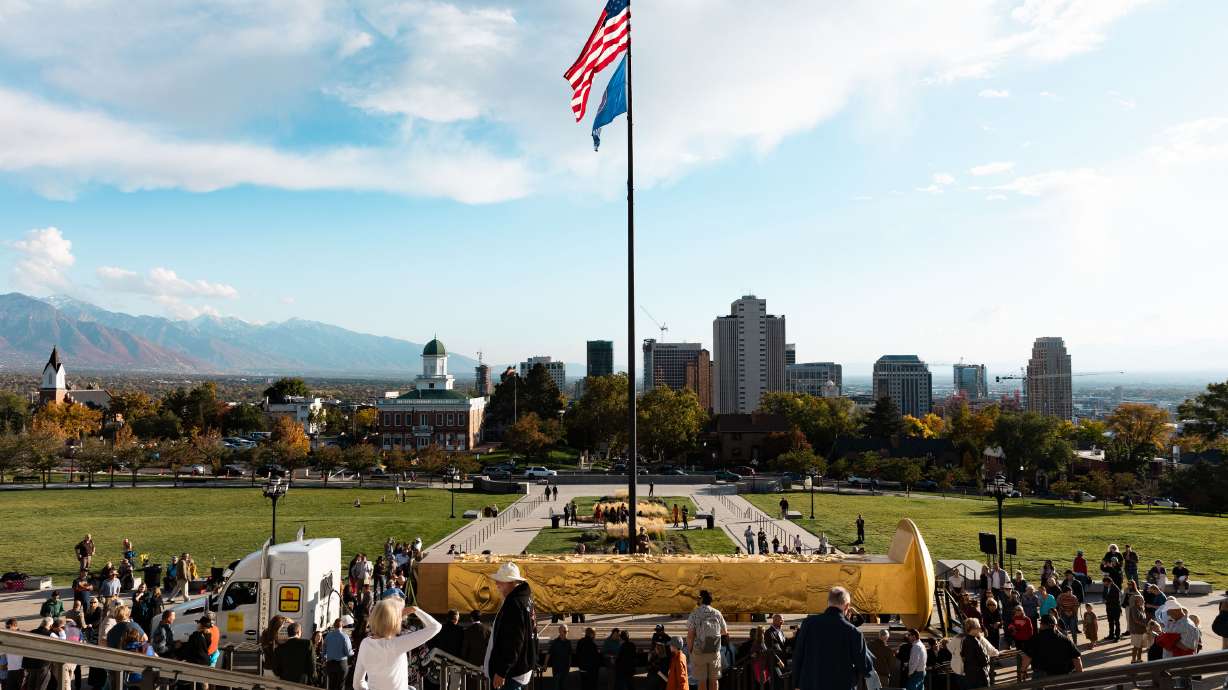 43-foot golden spike sculpture finds new Utah home after monument plan stalls