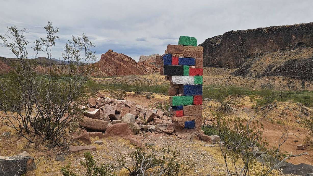 Graffiti covers historic mining ruins in Washington County near Leeds