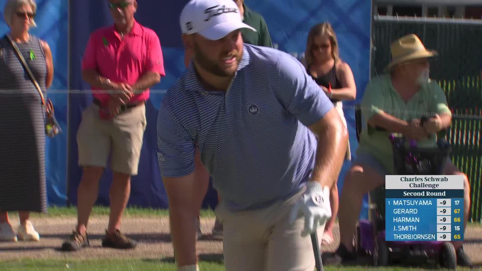 Jordan Smith sinks 31-foot birdie putt on No. 16 at Charles Schwab