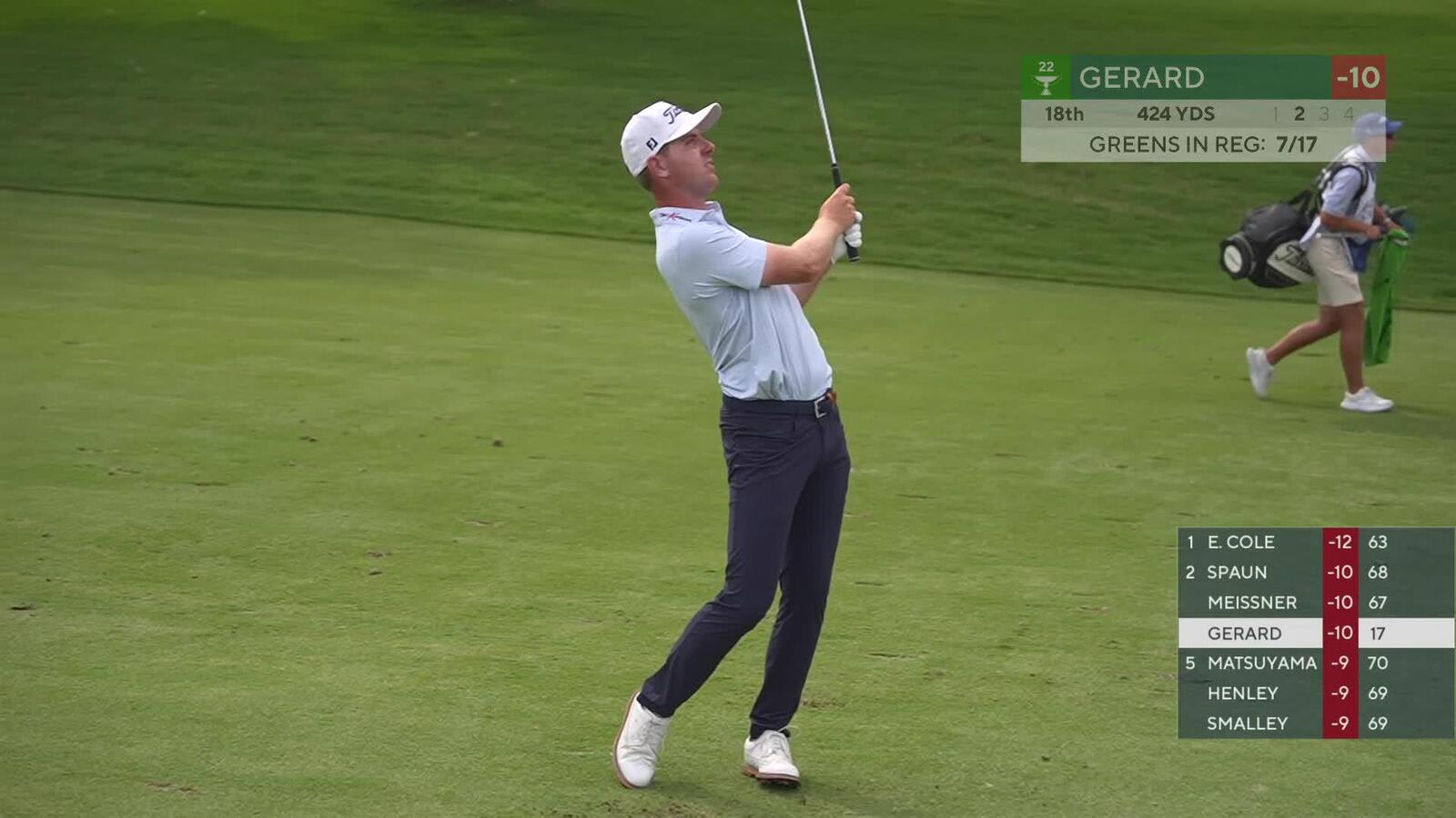 Ryan Gerard's 115-yard approach sets up birdie on No. 18 at Charles Schwab