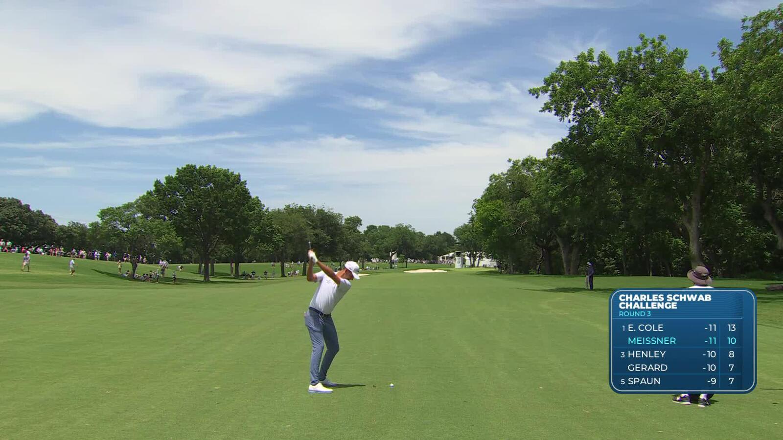 Mac Meissner drains 8-foot putt for birdie on No. 11 at Charles Schwab