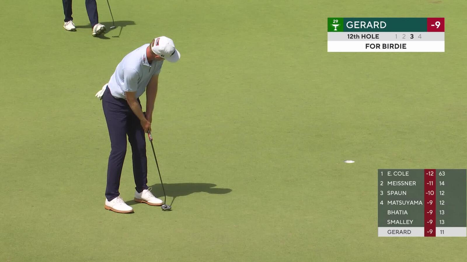 Ryan Gerard sinks 8-foot birdie putt on No. 12 at Charles Schwab