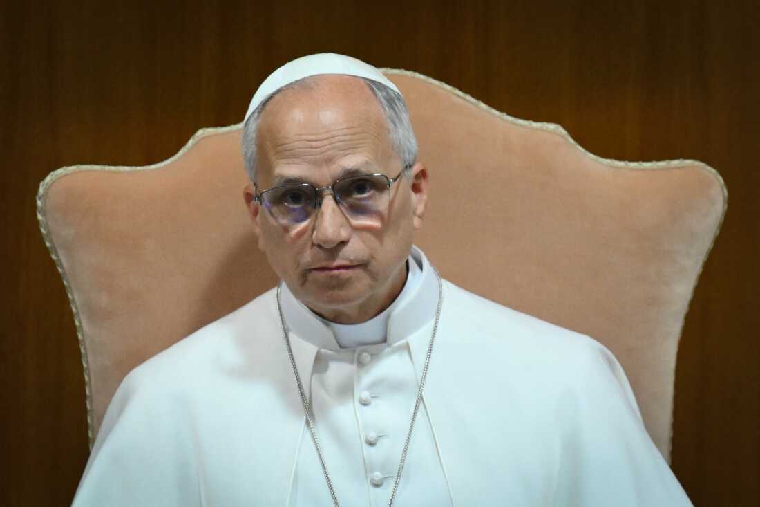 Pope Leo XIV attends the presentation of his first Encyclical Letter "Magnifica Humanitas" focused on the rise of artificial intelligence, in The Vatican on May 25, 2026.