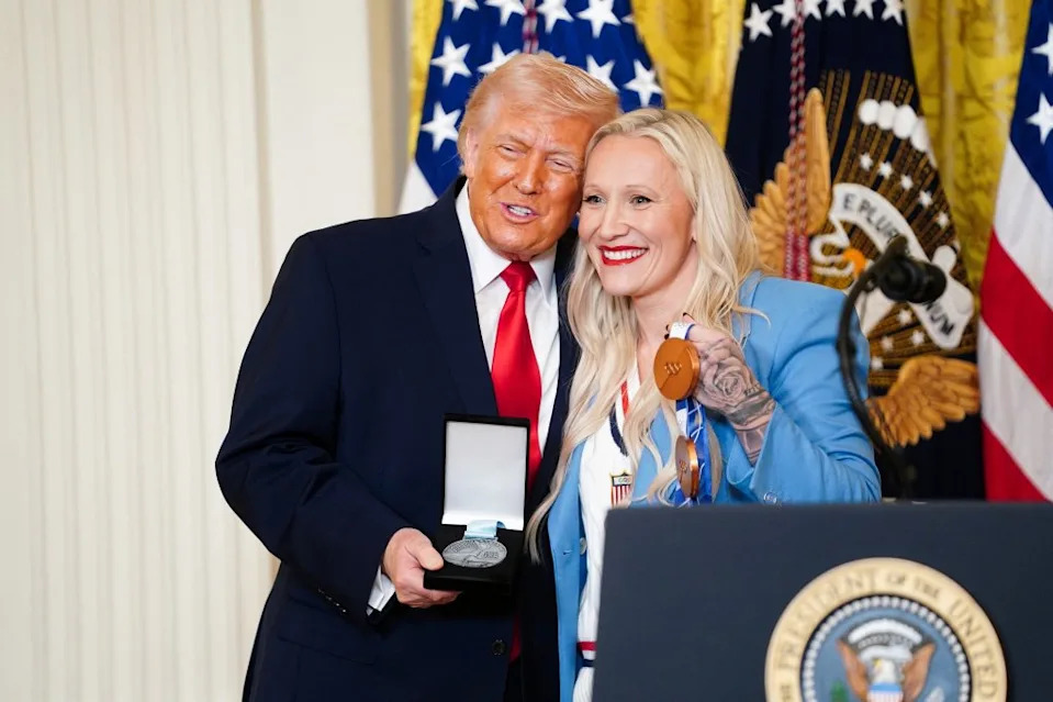 Kaillie Humphries, a California resident and Trump ally on the women’s sports issue, accused Gov. Gavin Newsom of pushing an agenda “out of the mainstream.” REUTERS