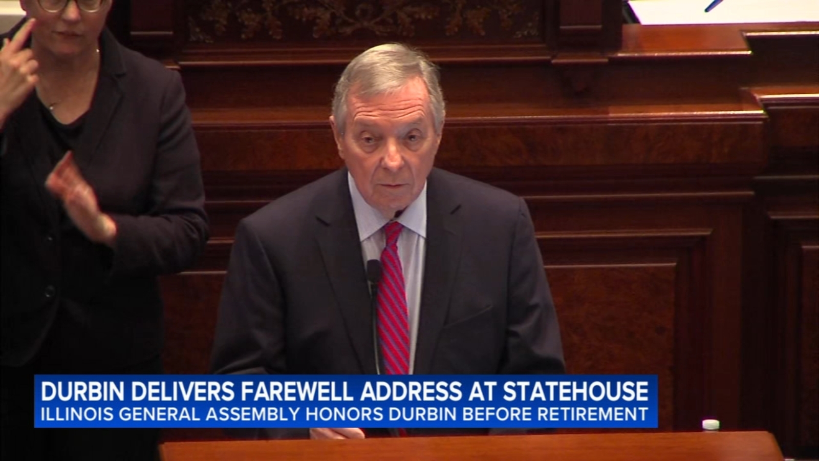 Retiring U.S. Senator Dick Durbin warns of deep divisions in farewell address to Illinois lawmakers