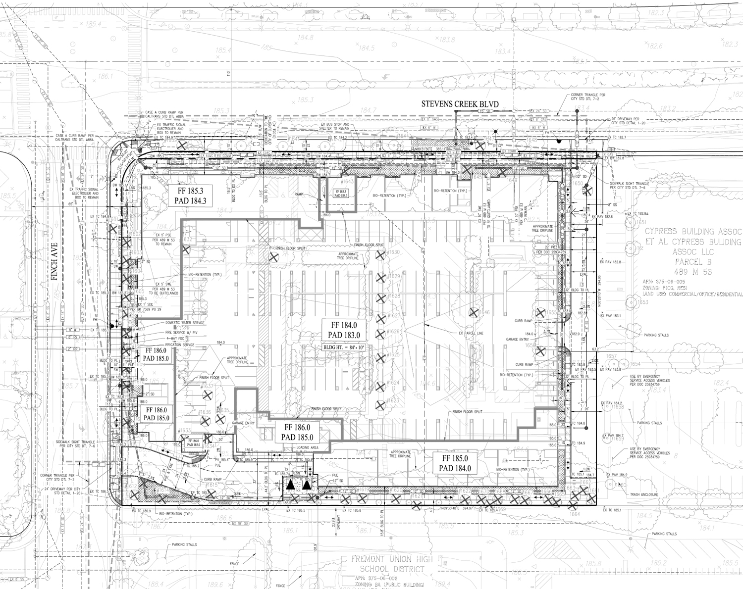 19300 Stevens Creek Boulevard site plan, illustration by TCA Architects