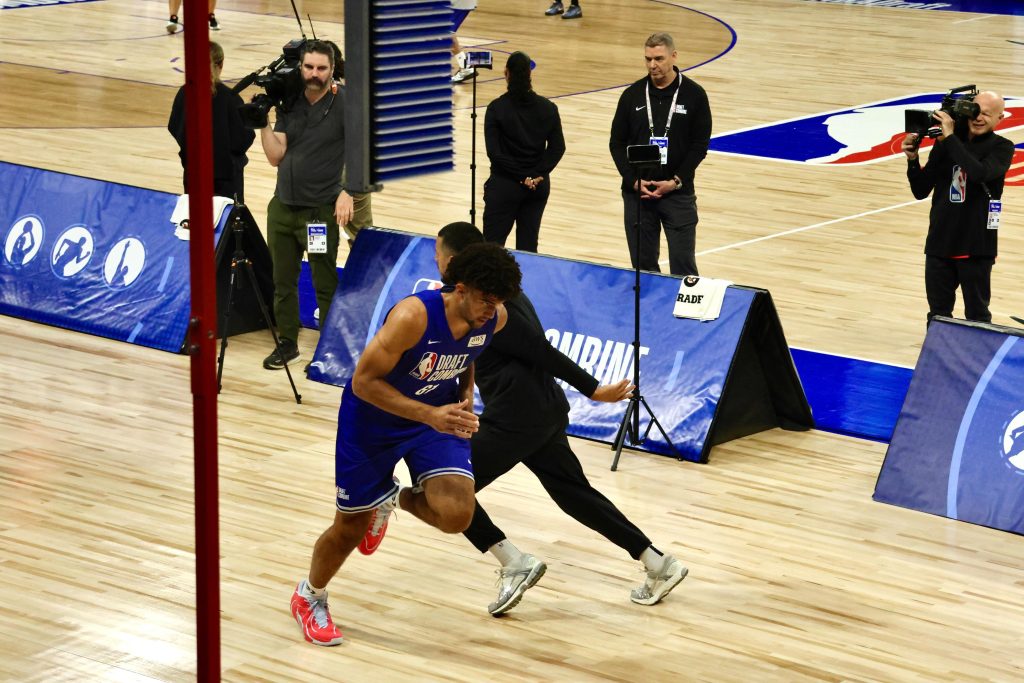 NBA Draft Combine prospect runs on court