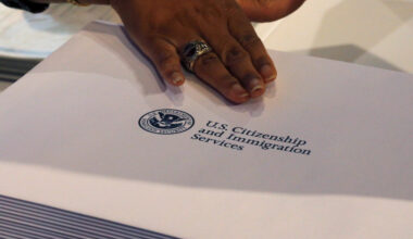 Information packs are distributed by the U.S. Citizenship and Immigration Services following a citizenship ceremony at the...