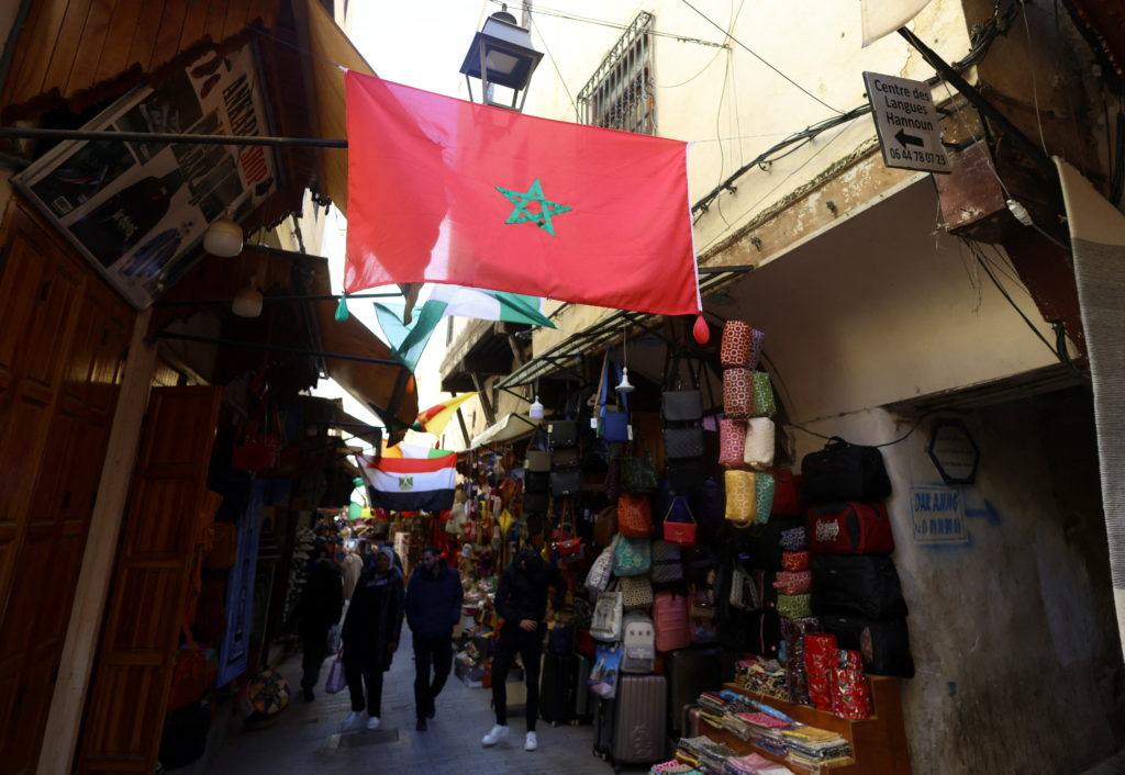 Traditional market in ancient Medina, at the historic old city in Fes