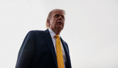 U.S. President Trump boards Air Force One for departure to Miami, Florida