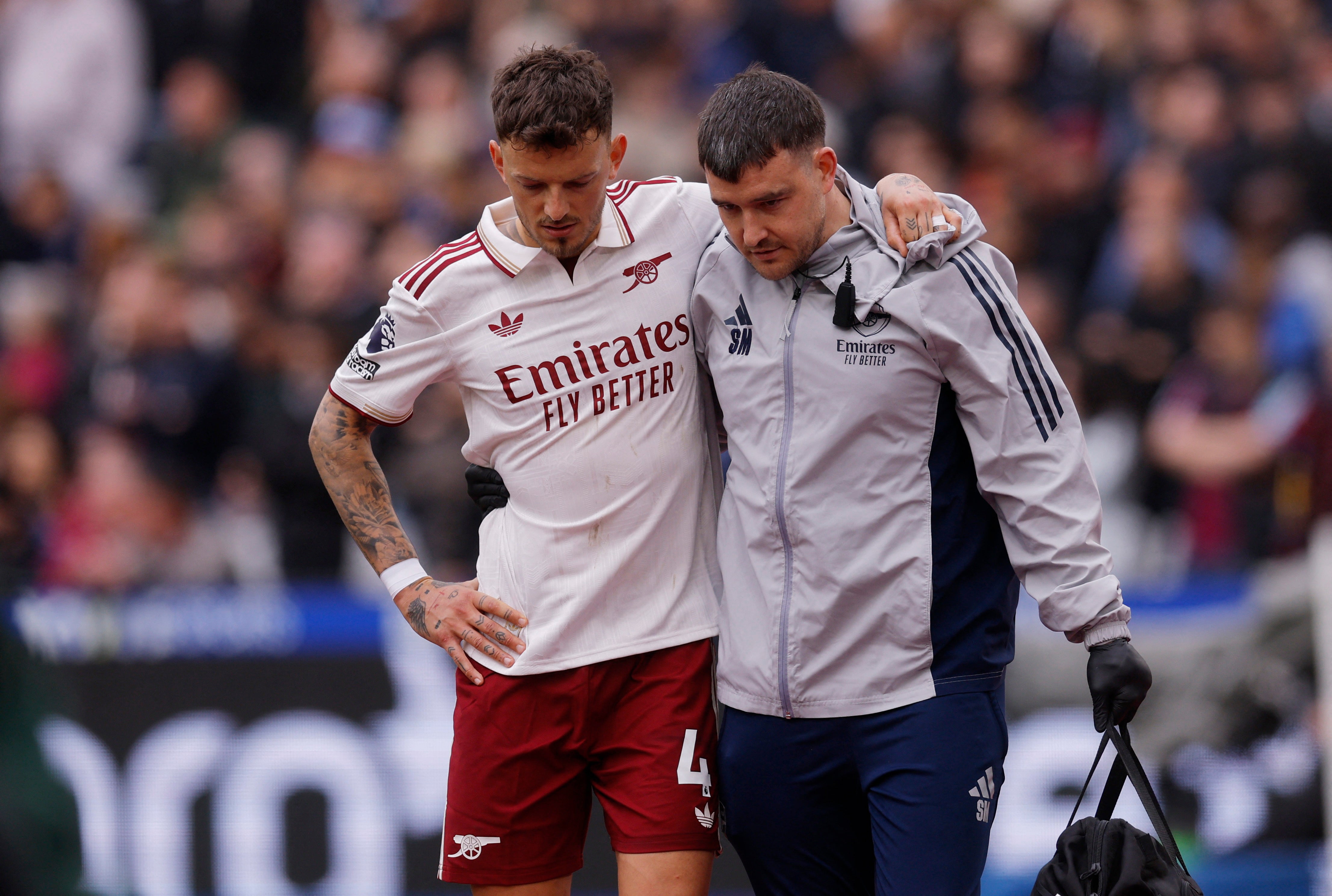 Ben White suffered an injury in Arsenal's win over West Ham