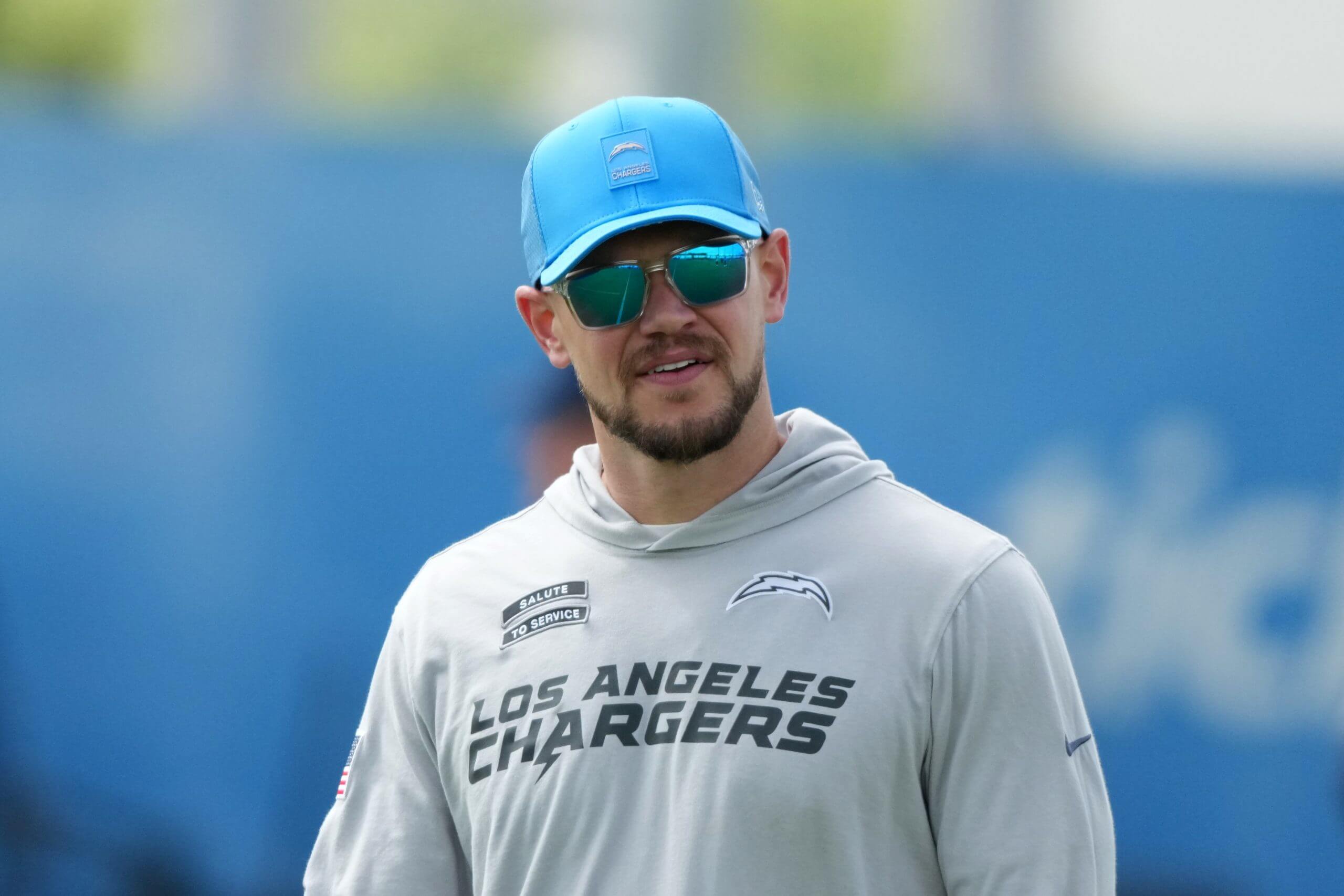Los Angeles Chargers defensive coordinator Chris O'Leary during offseason workouts at The Bolt